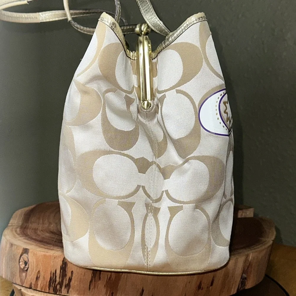 *RARE* COACH Poppy Kisslock Metallic Gold Tote